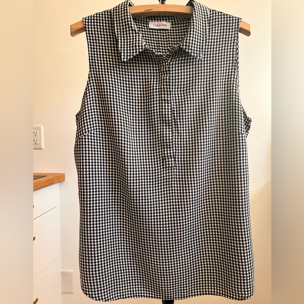 Calvin Klein Gingham Sleeveless Blouse